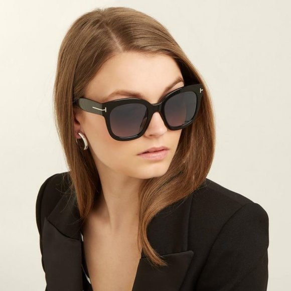 BRAND NEW Tom Ford FT0613/S 01D Black Grey Polar Grad Square Women Sunglasses - Picture 12 of 12